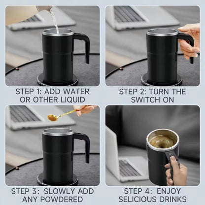 380ML Mini Electric Coffee Self Mixing Mug IP67 Waterproof Food Safe Coffee Mug USB Rechargeable Automatic Magnetic Cup for Tea